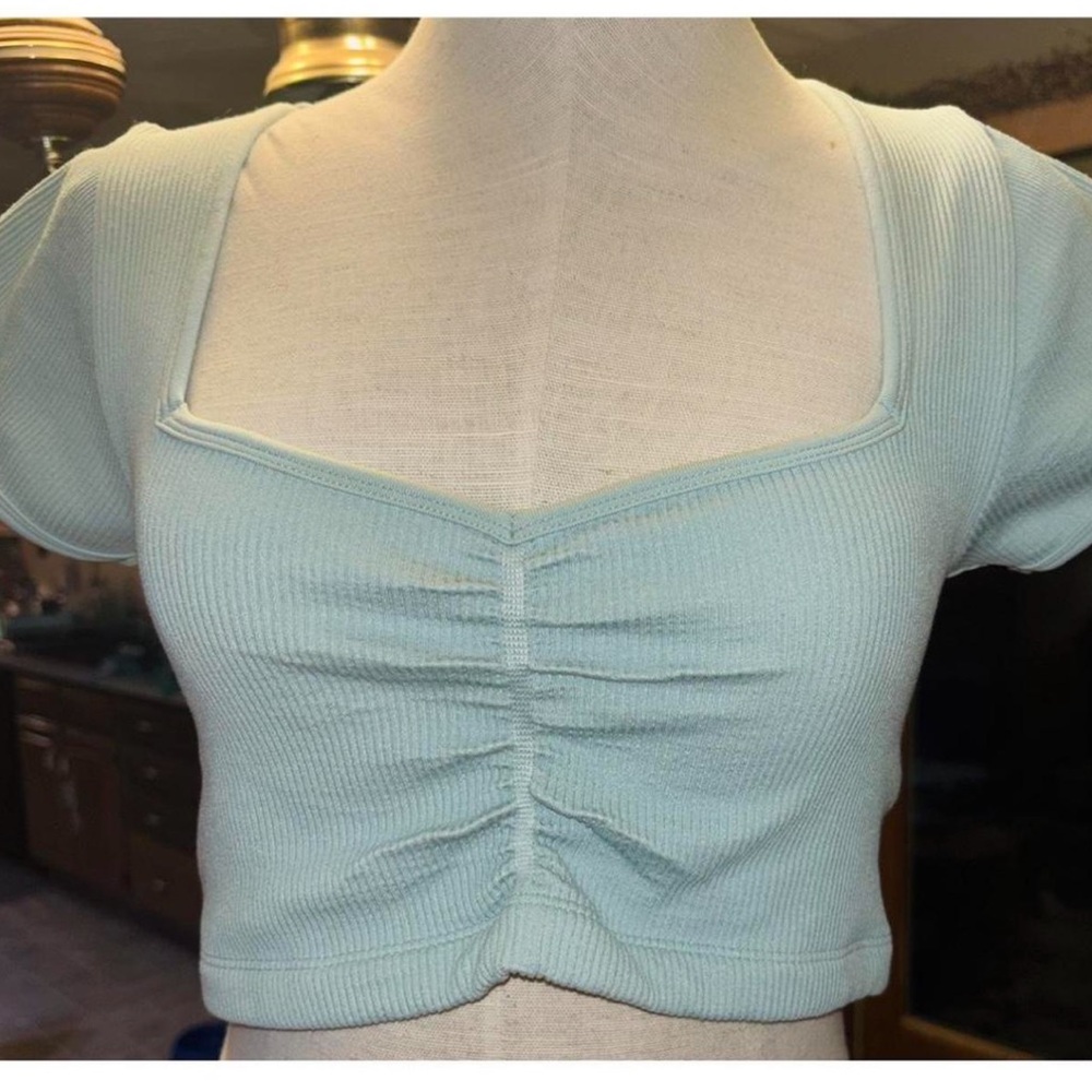 Hollister Light Blue Ribbed Crop Top